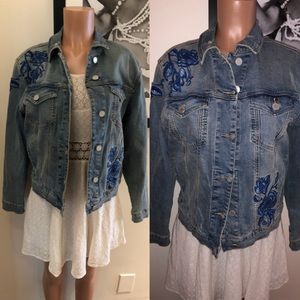 BLANK NYC| Jean jacket with floral embroidery| S